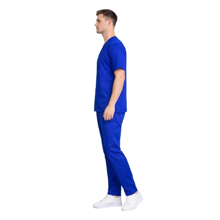 Komplet medyczny elastyczny męski chabrowy roz. 3XL – komplet medyczny – strój medyczny - inne ujęcie Komplet medyczny elastyczny męski chabrowy roz. 3XL – komplet medyczny – strój medyczny - inne ujęcie